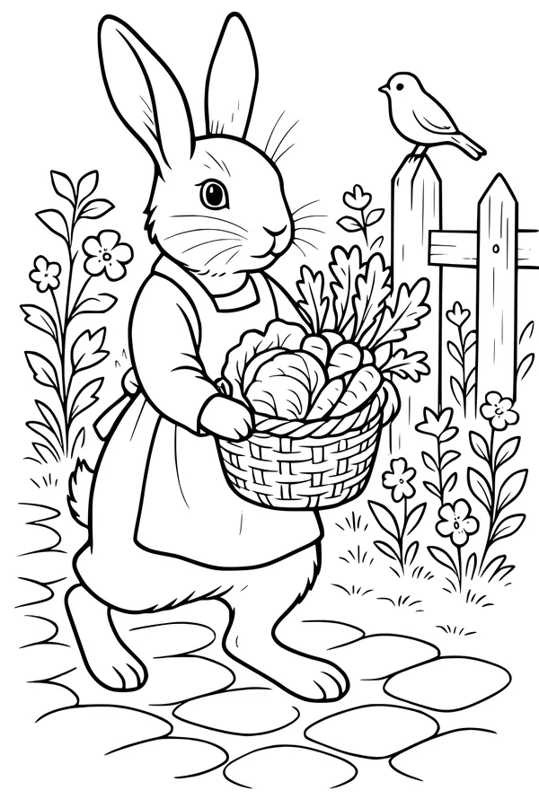 Hare With a Basket in the Garden