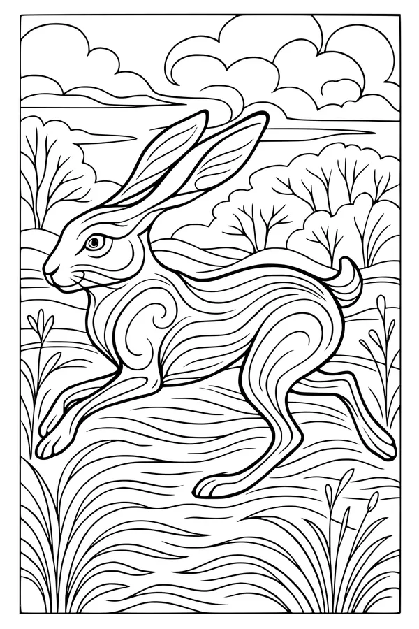 Hare Dashes Through the Meadow Breeze