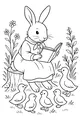 Miss Hare Reads to Ducklings in the Meadow