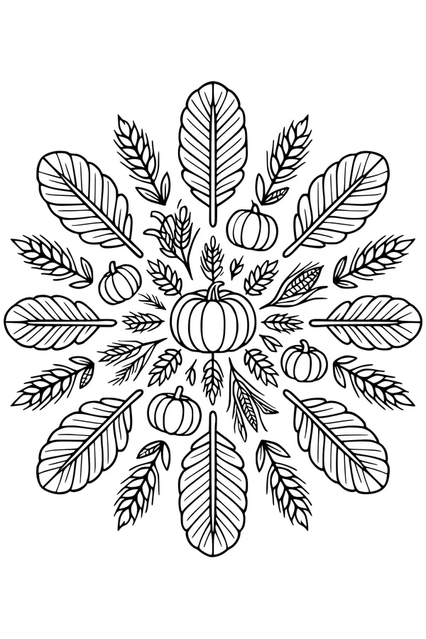 Harvest Circle of Pumpkins and Leaves