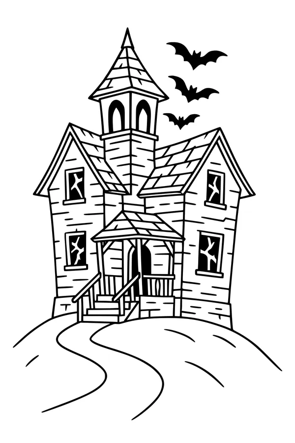 Bats Over the Hilltop Haunted House