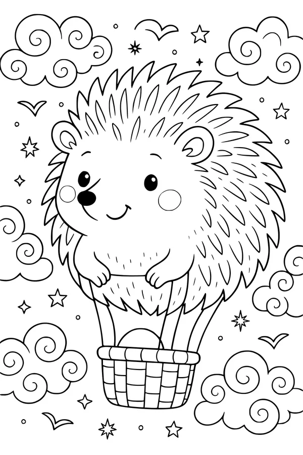 Hugo the Hedgehog Rides the Sky Basket