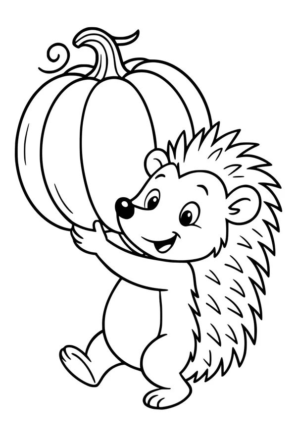 Pumpkin Hug From a Happy Hedgehog