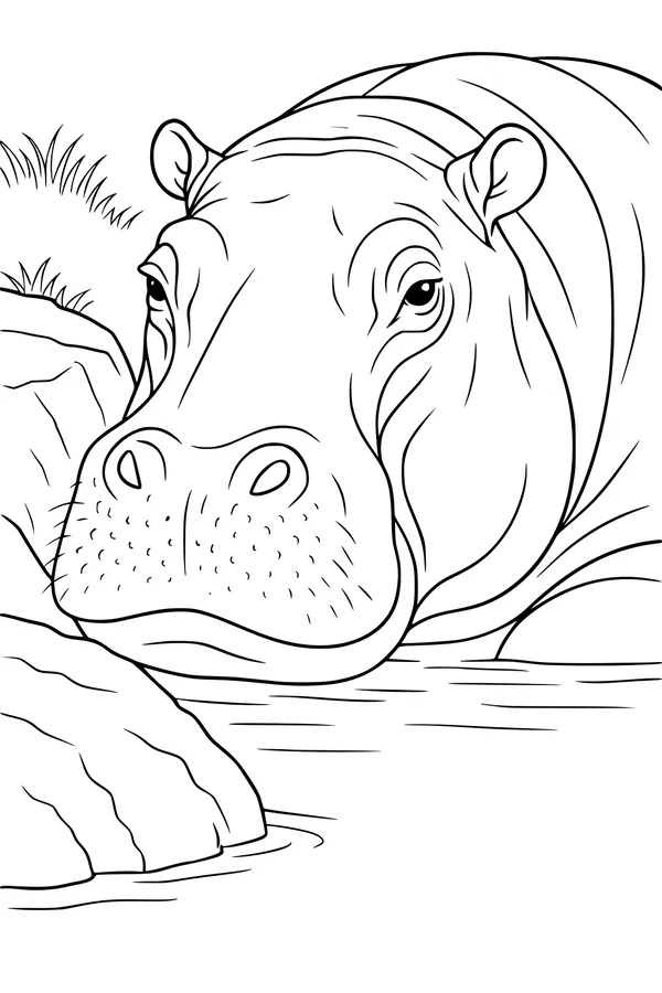 Big Hippo Peeks from the Riverbank