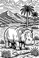 Hippo by the Rippled Riverbank