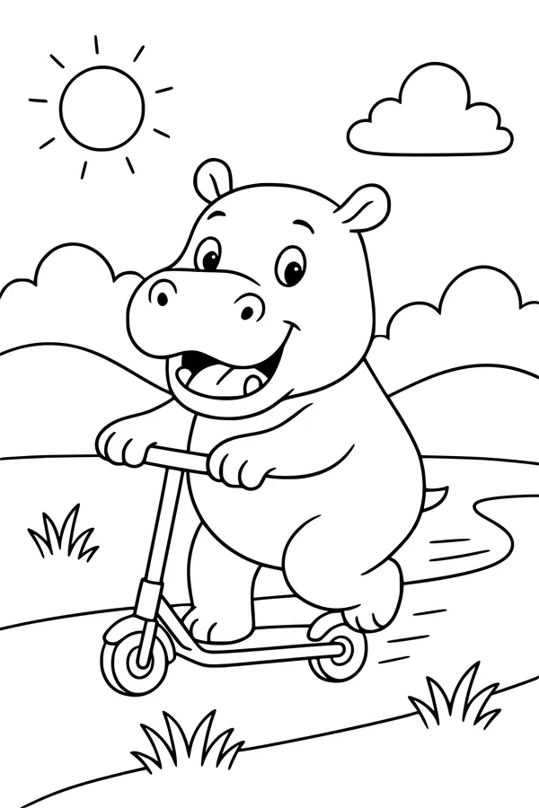 Hippo’s Sunny Scooter Ride
