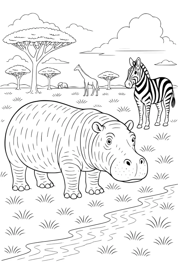 Hugo the Hippopotamus By the Riverbank