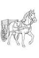 Proud Horse Pulls a Wooden Wagon
