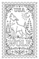 Moonlit Wolf on Forest Stamp