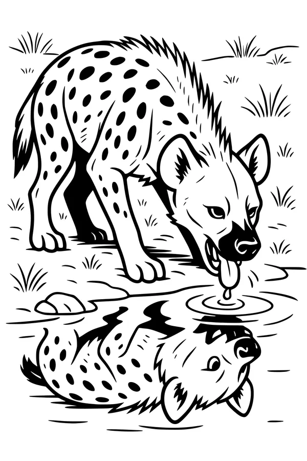 Spotted Hyena and the Wiggly Water Mirror