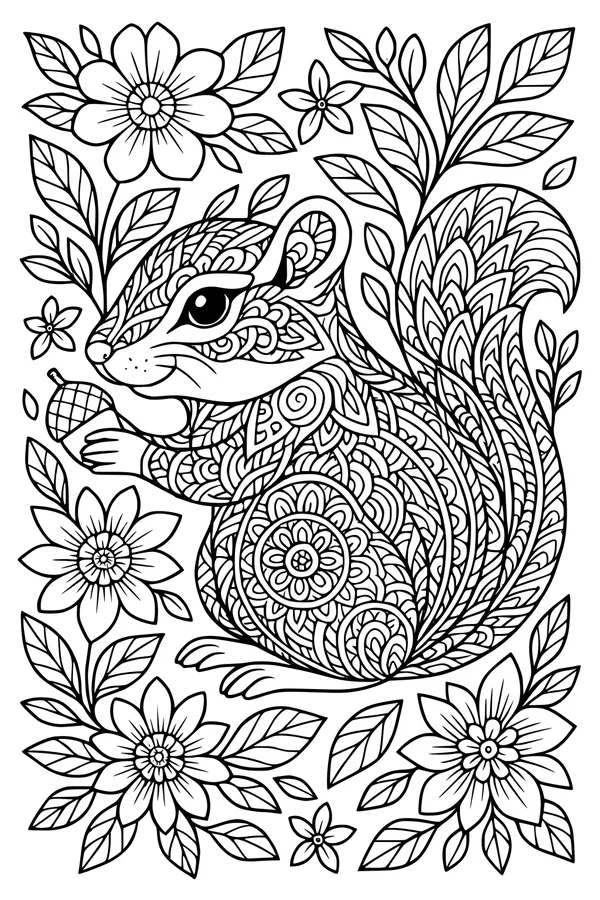 Chipmunk in a Wildflower Garden
