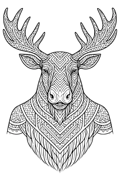 Big Moose with Zigzag Antlers