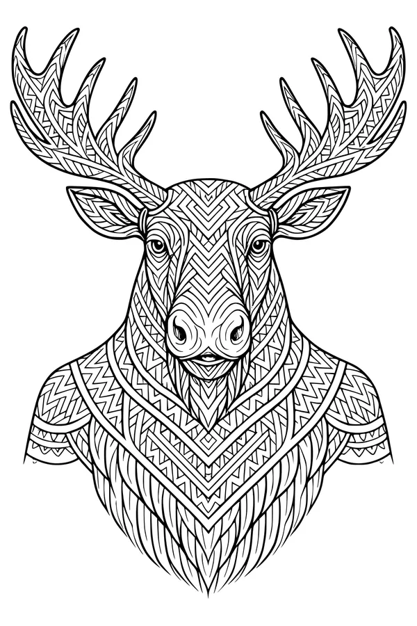 Big Moose with Zigzag Antlers