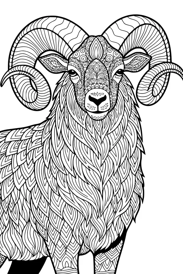 Majestic Ram with Swirling Horns