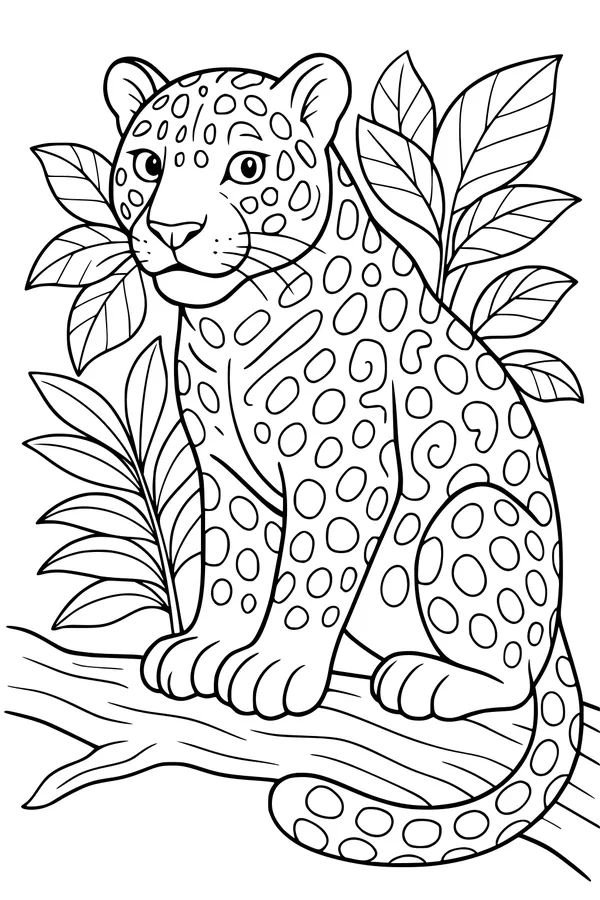 Jaguar in the Jungle Leaves