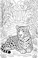 Jaguar Resting By the Jungle Waterfall
