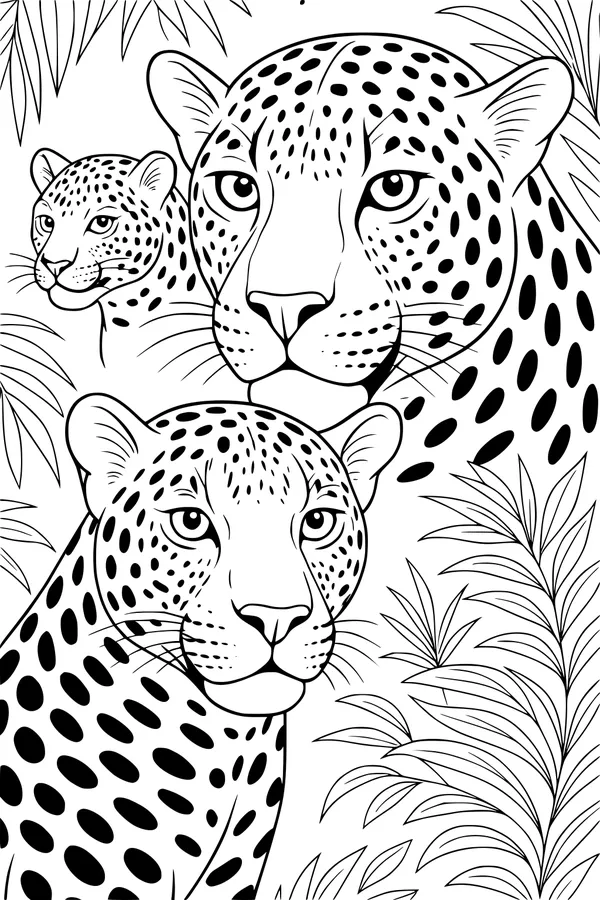 Jaguars Watching from the Jungle Leaves