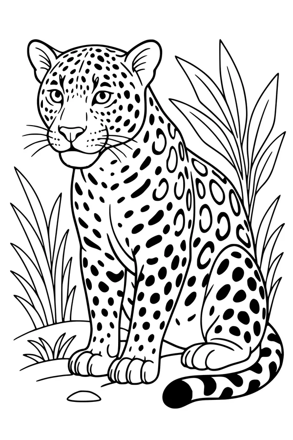 Jaguar with Moon Spots in the Grass