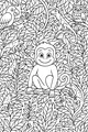 Smiling Monkey in the Rainforest Leaves