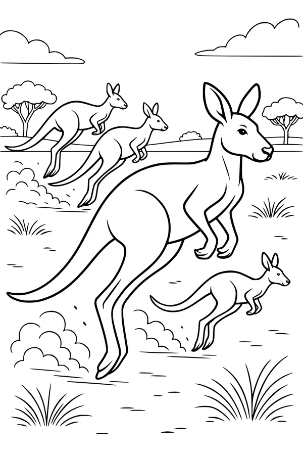 Bouncy Kangaroos in the Sun-Lit Outback