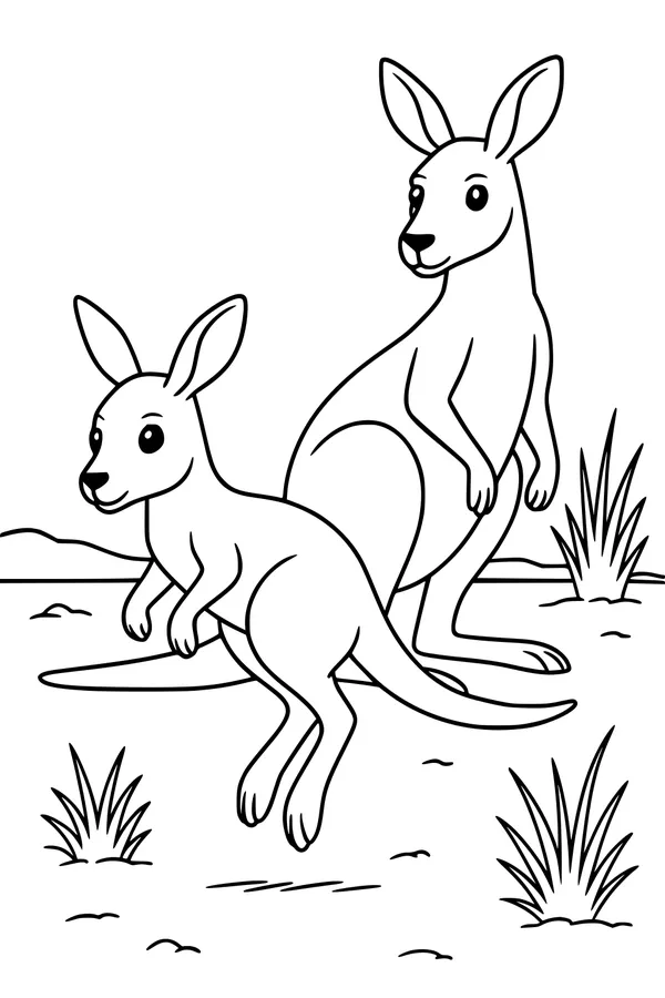 Sunny Day With Kangaroo and Joey