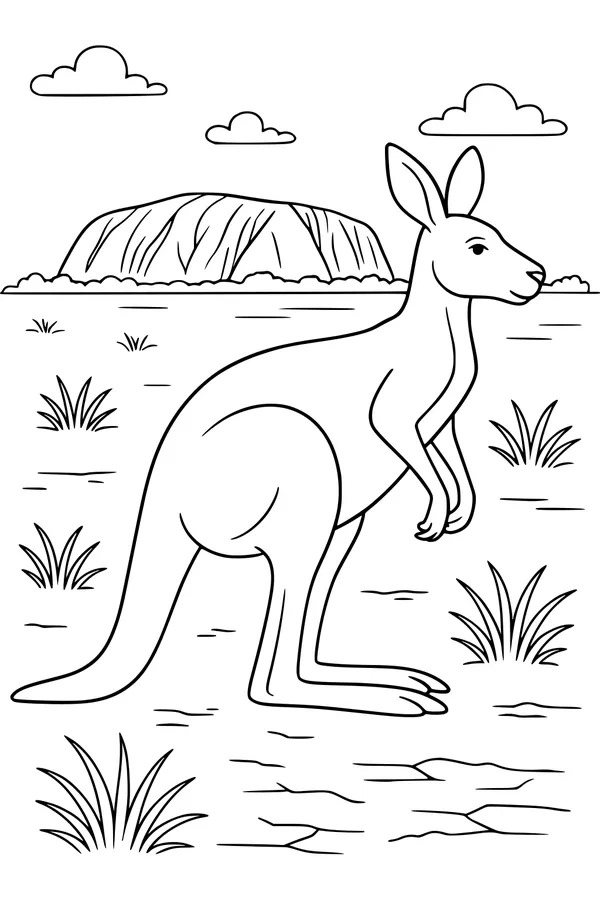 Sunny Outback Hop with a Kangaroo