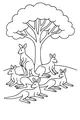 Kangaroo Family Picnic Under the Big Tree