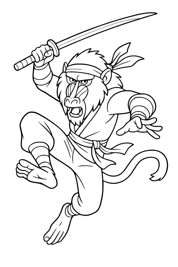Bandana Baboon Swings into Action