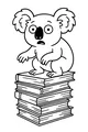 Koala Sits Tall on Towering Books