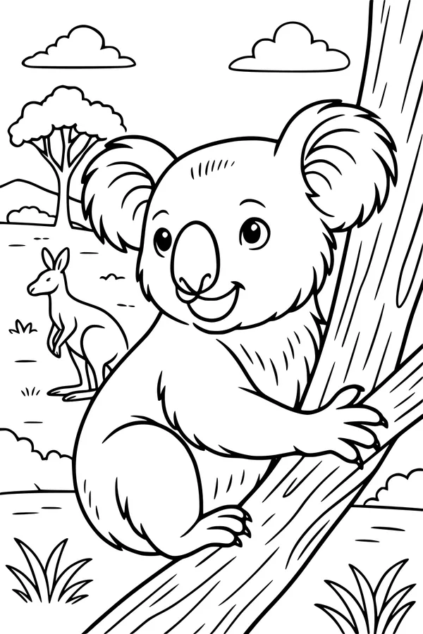 Koala’s Tree-Climbing Day in the Outback