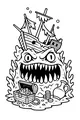 Free Kraken Sea Monster Coloring Page - Treasure Guardian of the Sunken Ship (Printable PDF)