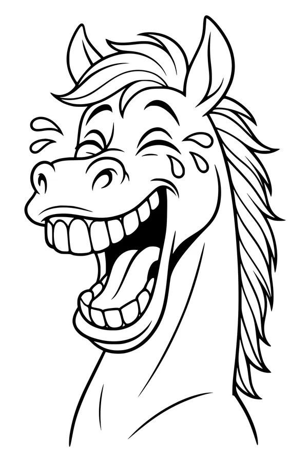 Giggly Horse with a Wild Mane