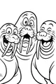 Three Cheery Walrus Friends Grinning Wide