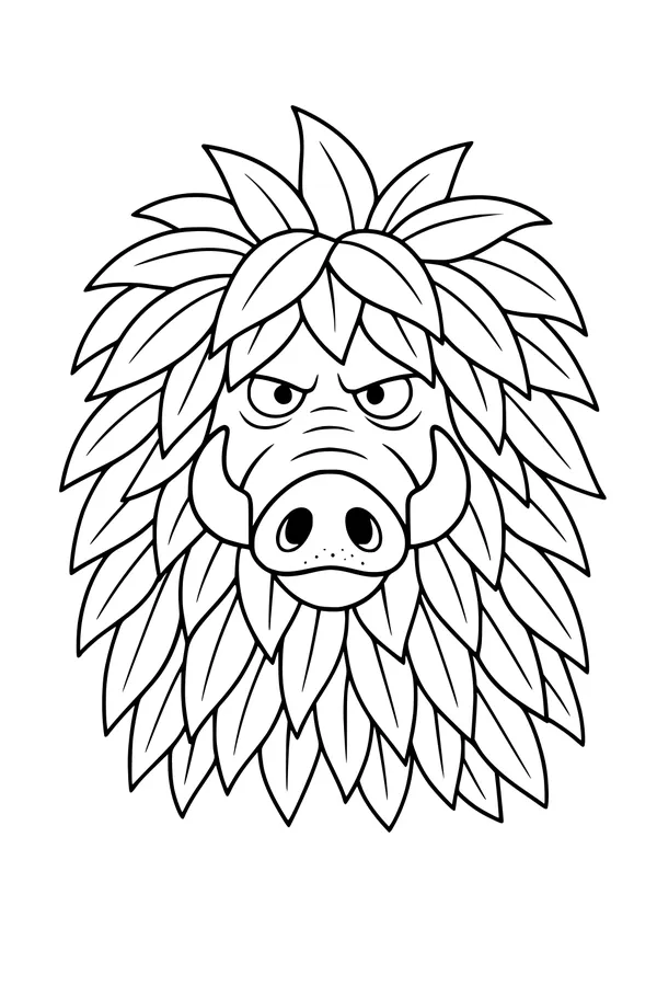 Leafy Mane Warthog Portrait