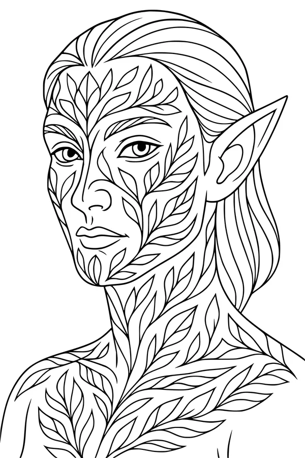 Leaf-Marked Forest Elf Portrait