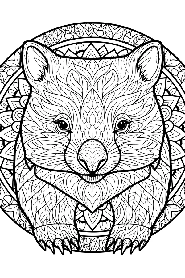 Leafy Wombat Mandala Portrait