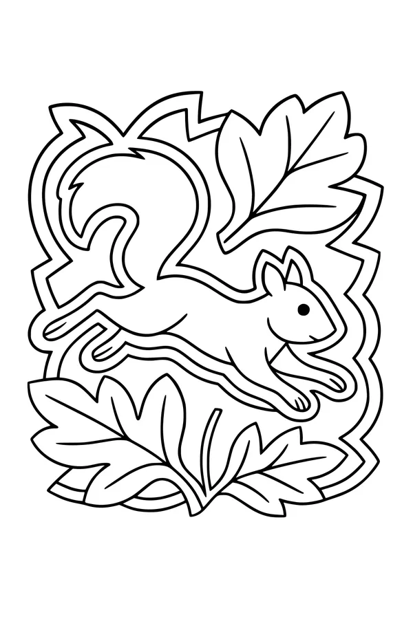 Leaping Squirrel in the Leafy Forest