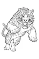 Jumping Tiger With Stripes and Fierce Eyes