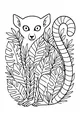 Lemur Peeks Through Jungle Leaves
