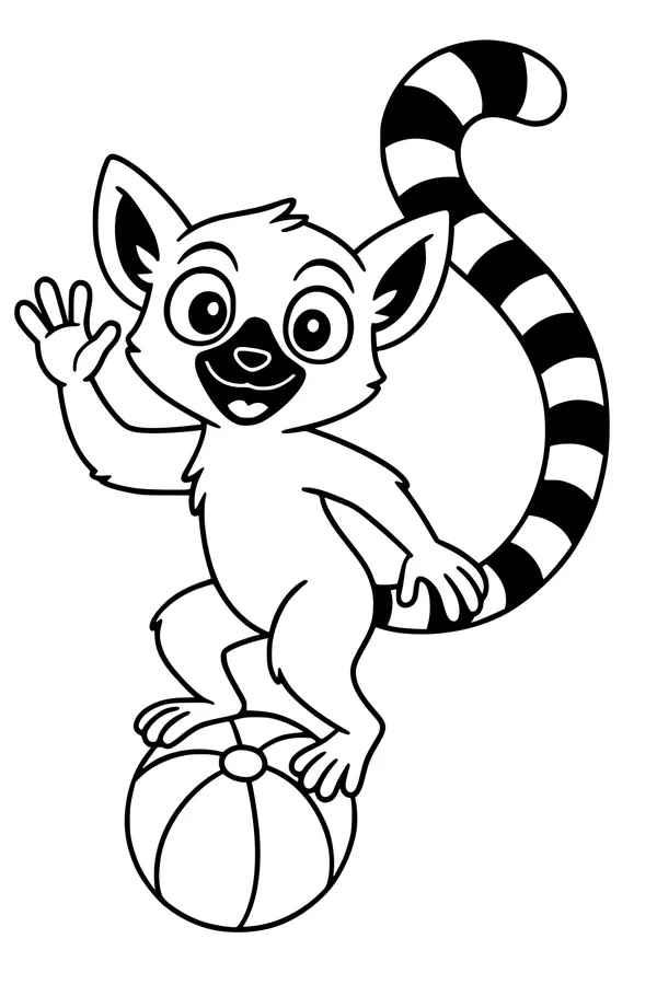 Lemur Balances on a Stripy Ball