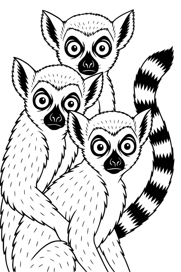 Lemur Trio in the Morning Sun