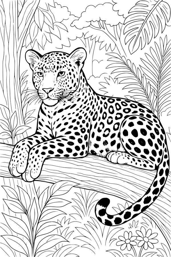 Leopard Lounging in the Leafy Jungle