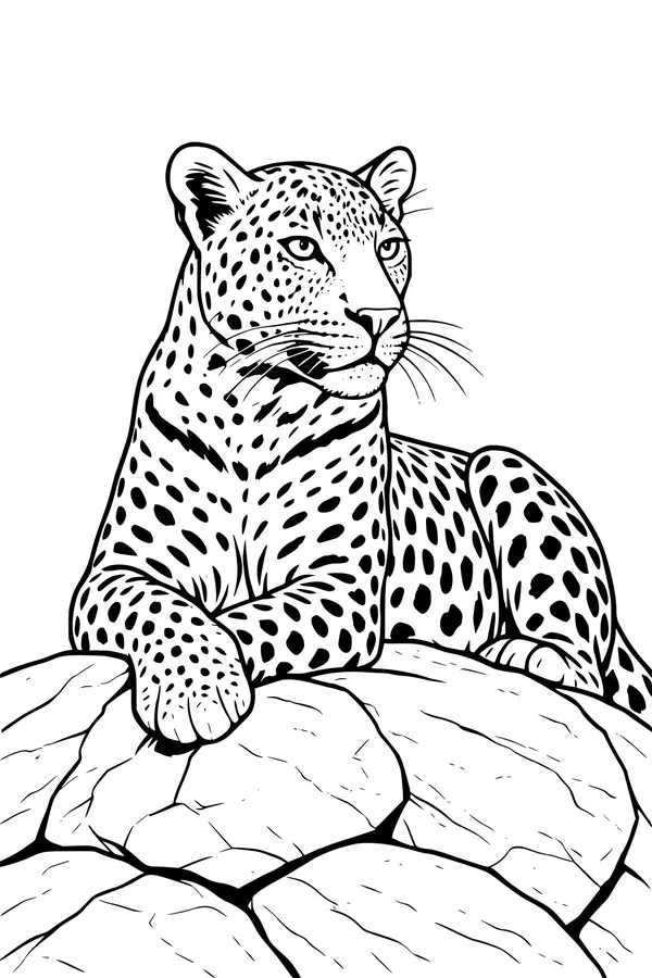 Leopard Lounging on Sunny Rocks