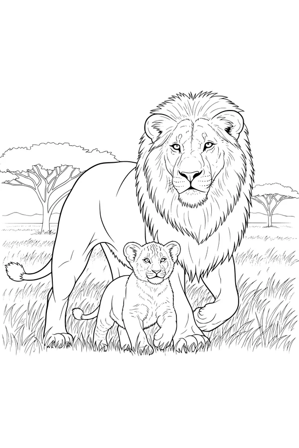 The Lion King and His Little Cub