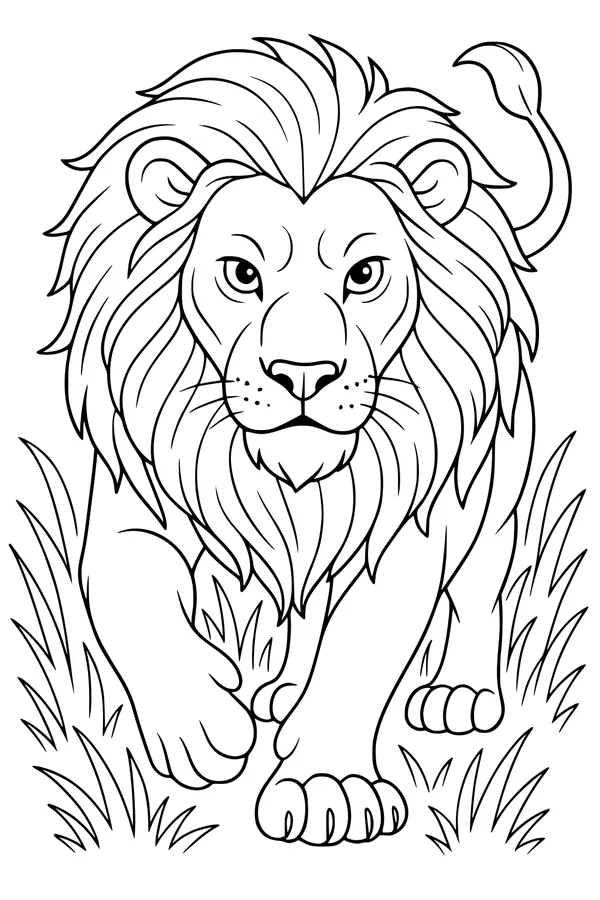 King Leo Strides Through the Tall Grass