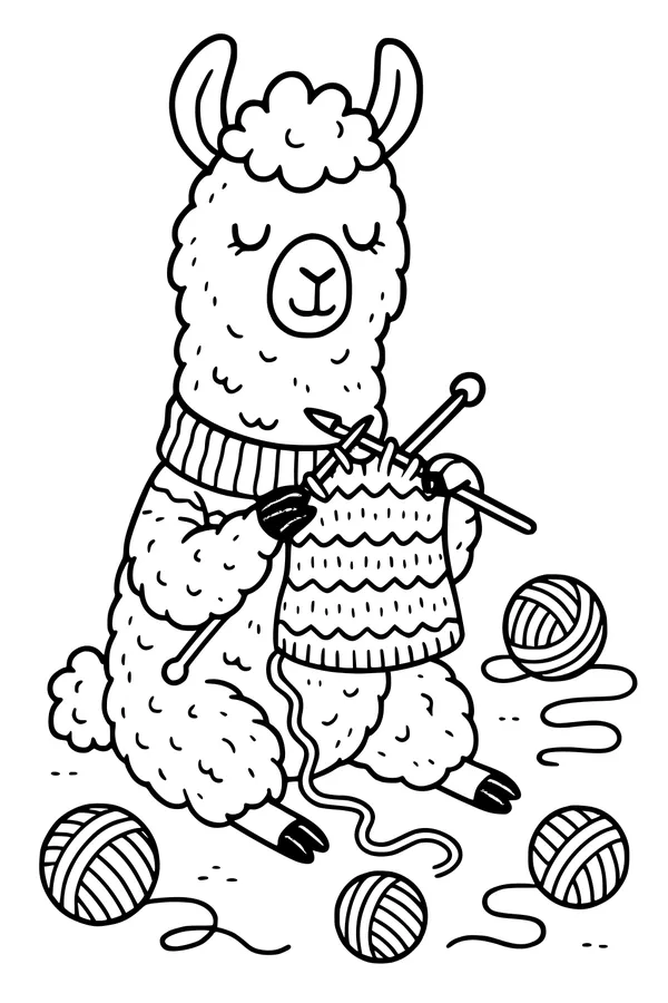 Llama Knits a Cozy Sweater
