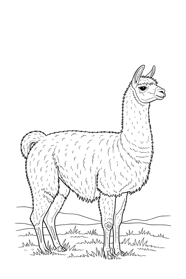 Llama Lou Stands in the Sunny Field