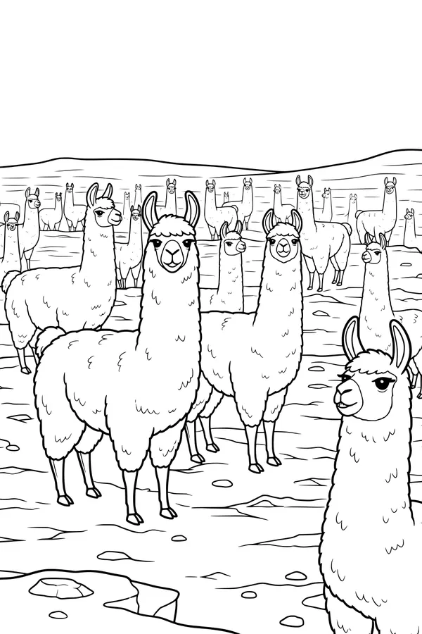 Llamas on the Rocky Mountain Plain
