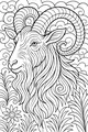 Gentle Goat with Twisty Horns and a Flower
