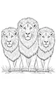 Three Lions on the Grassy Plain